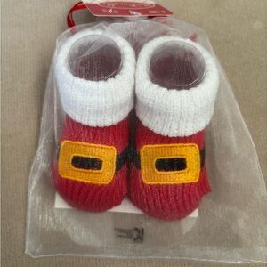 Santa Sweater Knit Booties Size 0-12 Months